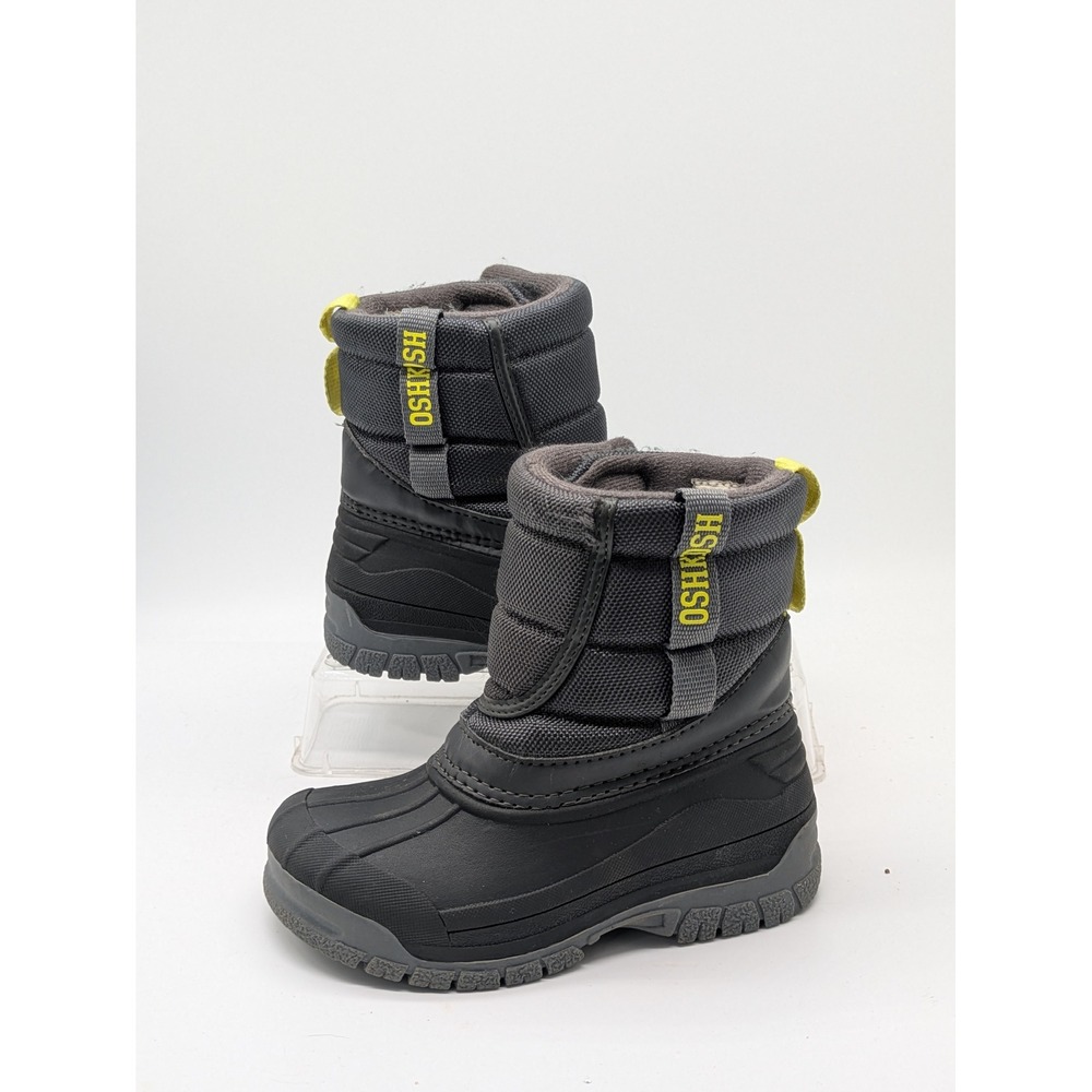 OshKosh B'gosh Kids Snow Boots Size 9M Black Gray Winter Fleece Lined